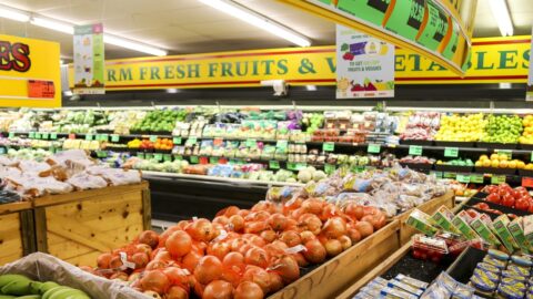 Fresh produce on display in a grocery store