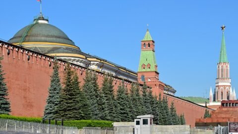 The Kremlin wall and towers on Red Square in Moscow