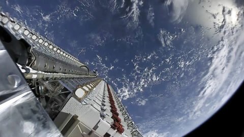 Starlink satellites constellation over Earth SpaceX mission