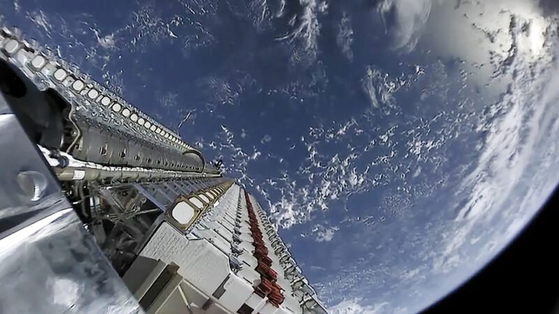 Starlink satellites constellation over Earth SpaceX mission